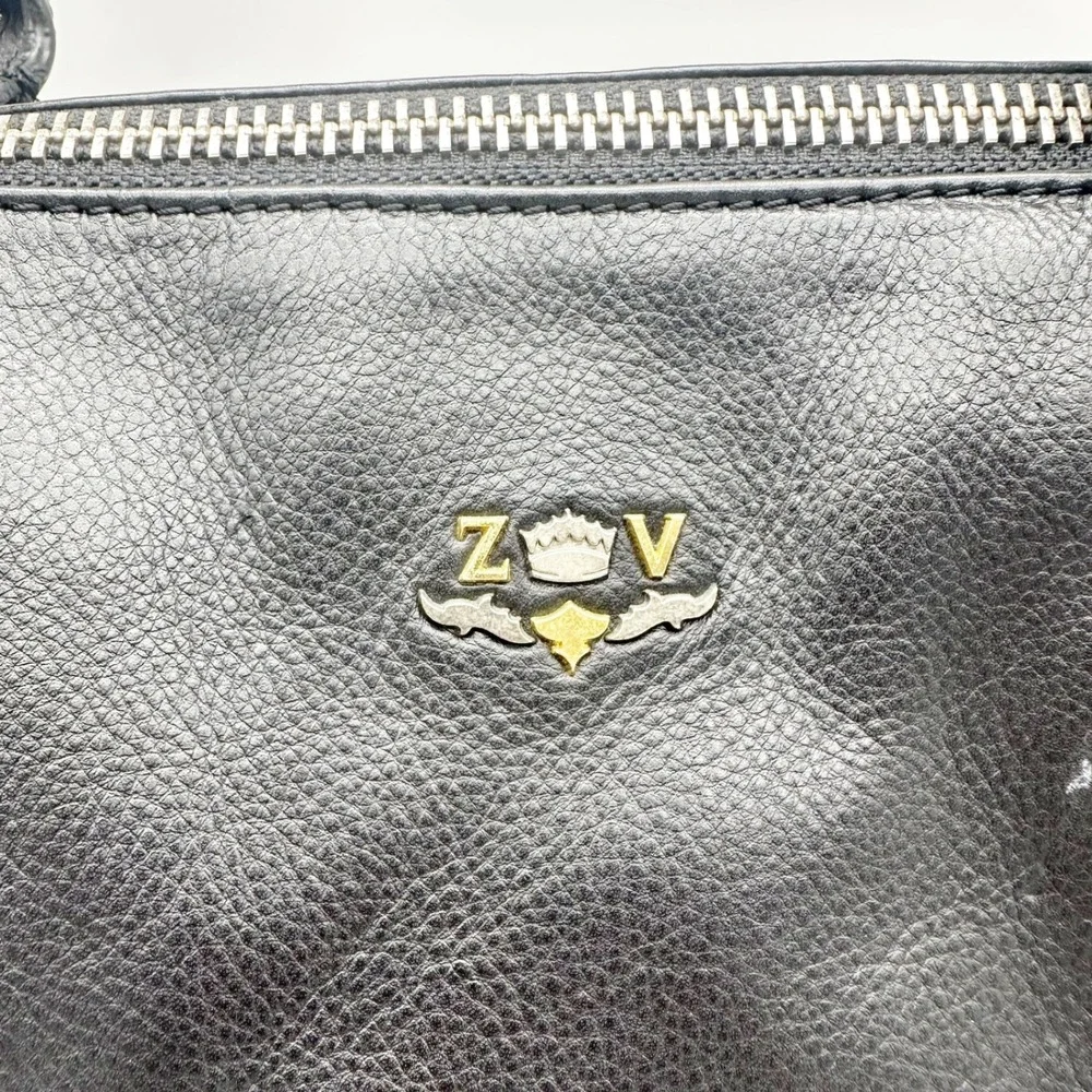 Zadig & Voltaire Black Leather Satchel with Silver Hardware
